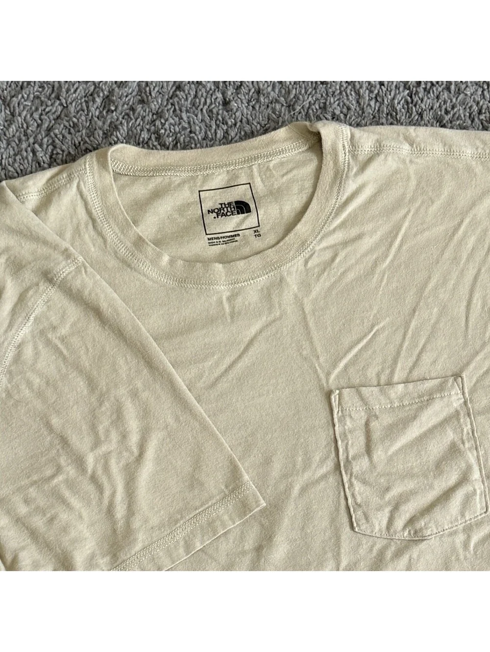 The North Face Pocket T-Shirt Cream Cotton Short Sleeve Men's XL minimalist hike
